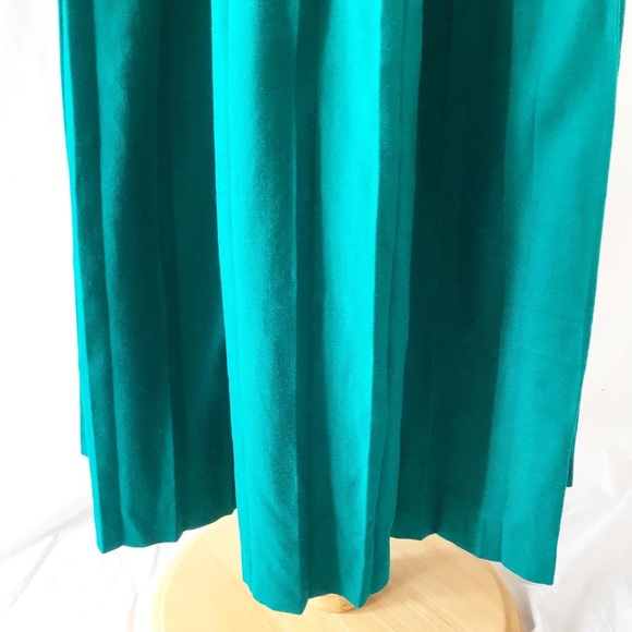 Vintage ONE + ONE green pleated wool skirt size S - Picture 4 of 9